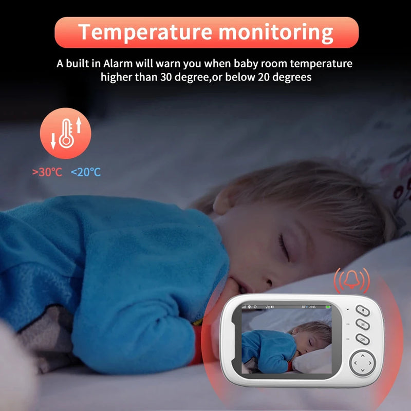 Cdycam novo monitor de bebê com vídeo sem fio de 3,5 polegadas, visão noturna, monitoramento de temperatura, áudio bidirecional, conversa, câmera de segurança para bebês