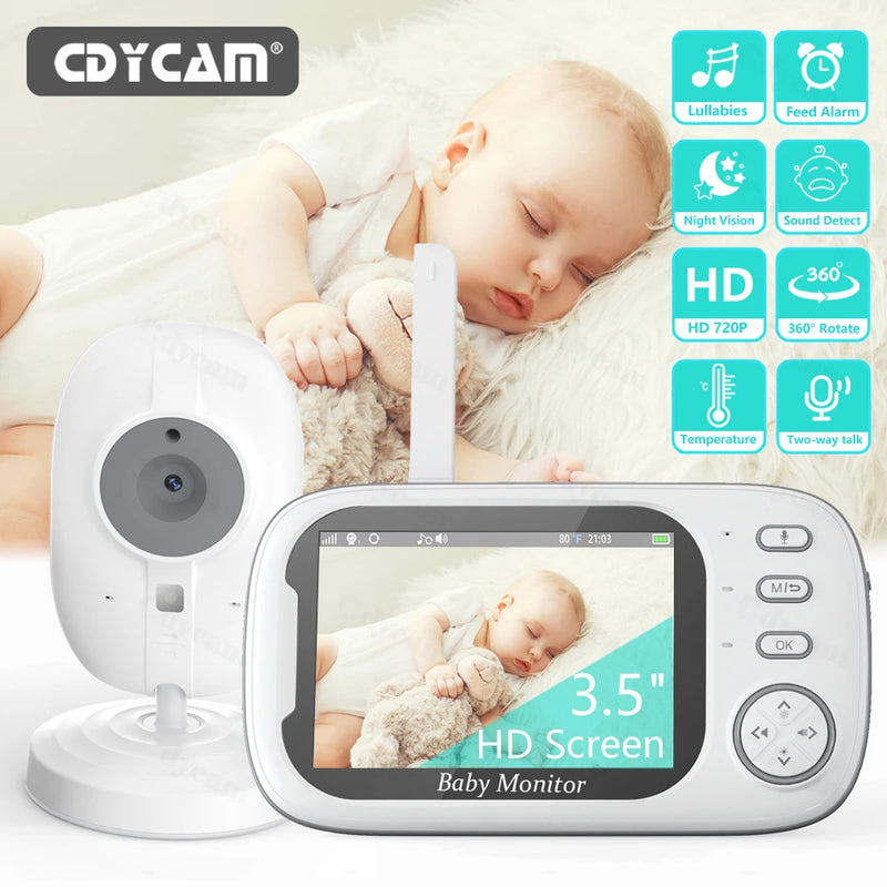 Cdycam novo monitor de bebê com vídeo sem fio de 3,5 polegadas, visão noturna, monitoramento de temperatura, áudio bidirecional, conversa, câmera de segurança para bebês