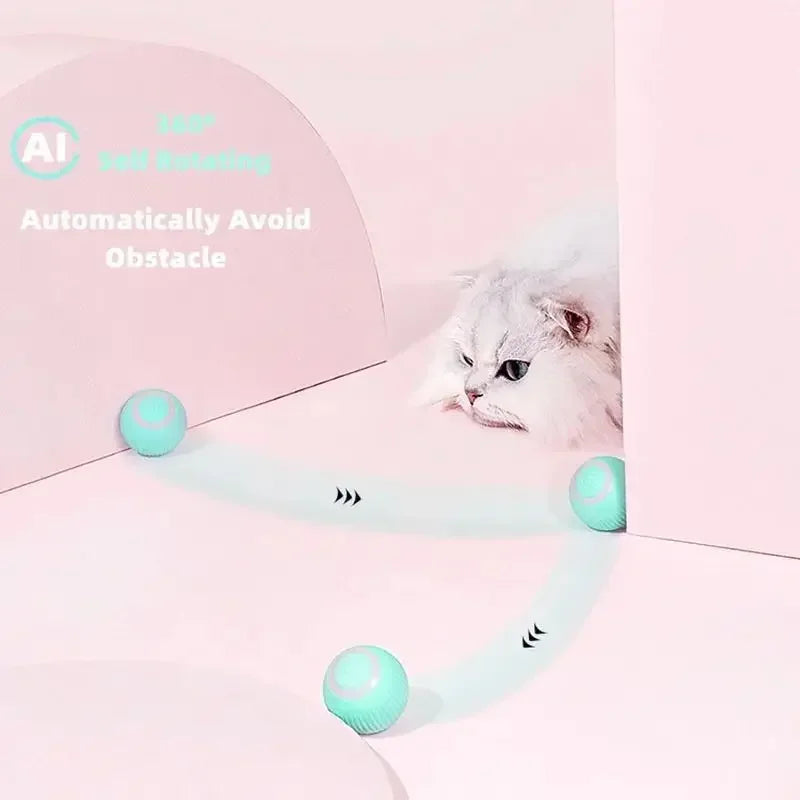 Bola de rolamento para gatos inteligente, brinquedos recarregáveis para gatos, bola de movimento, brinquedos para gatinhos com movimento automático para jogos interativos internos